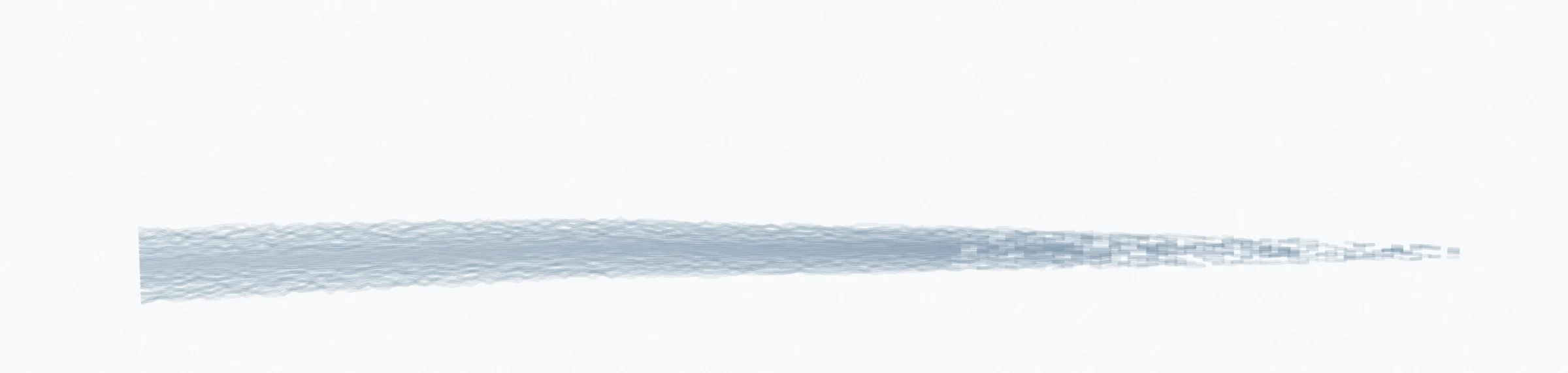 A single loaded brush stroke in navy ink, drawn low across the frame with a dry tail